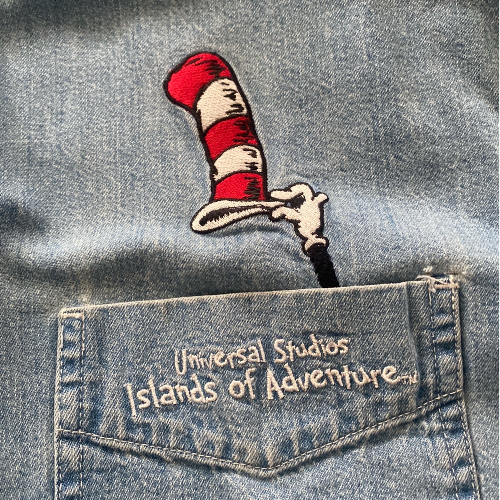 DR SEUSS Men's Denim Shirt with Embroidered Design SIZE XL